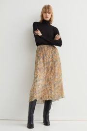 Pleated Skirt - Yellow-beigefloral - Ladies HampM US at H&M